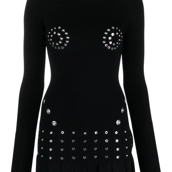 NWT Off-White Black Studded Mini Dress Size 44 - Picture 2 of 9